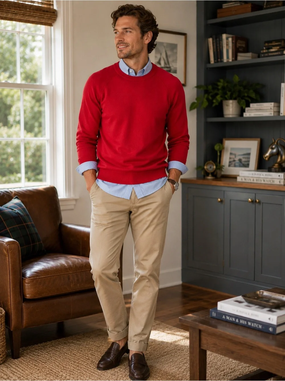 BANANA REPUBLIC 100% Merino Wool Crewneck Sweater Red Size L
